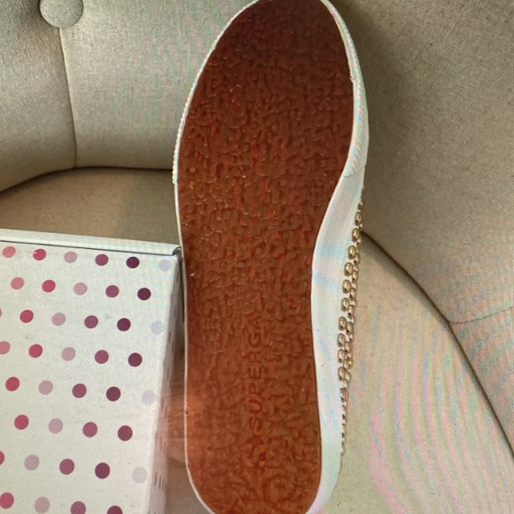 🌼Spring Sale🌼 Superga White Gold Stud Platform CanvasSneakers NIB NWOT Size9.5 - Picture 10 of 16
